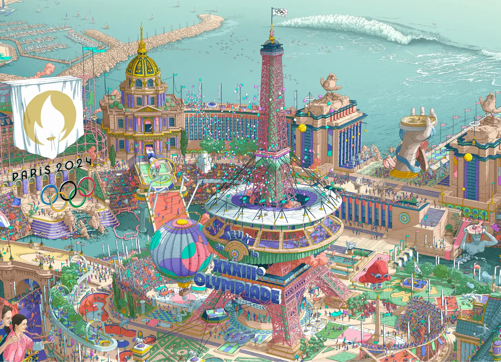 爱马仕插画家绘制海报.webp